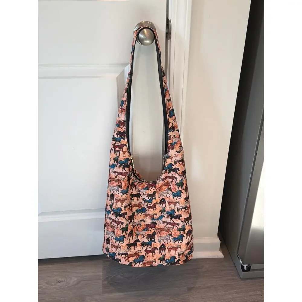 Large Hobo style horse pattern bag